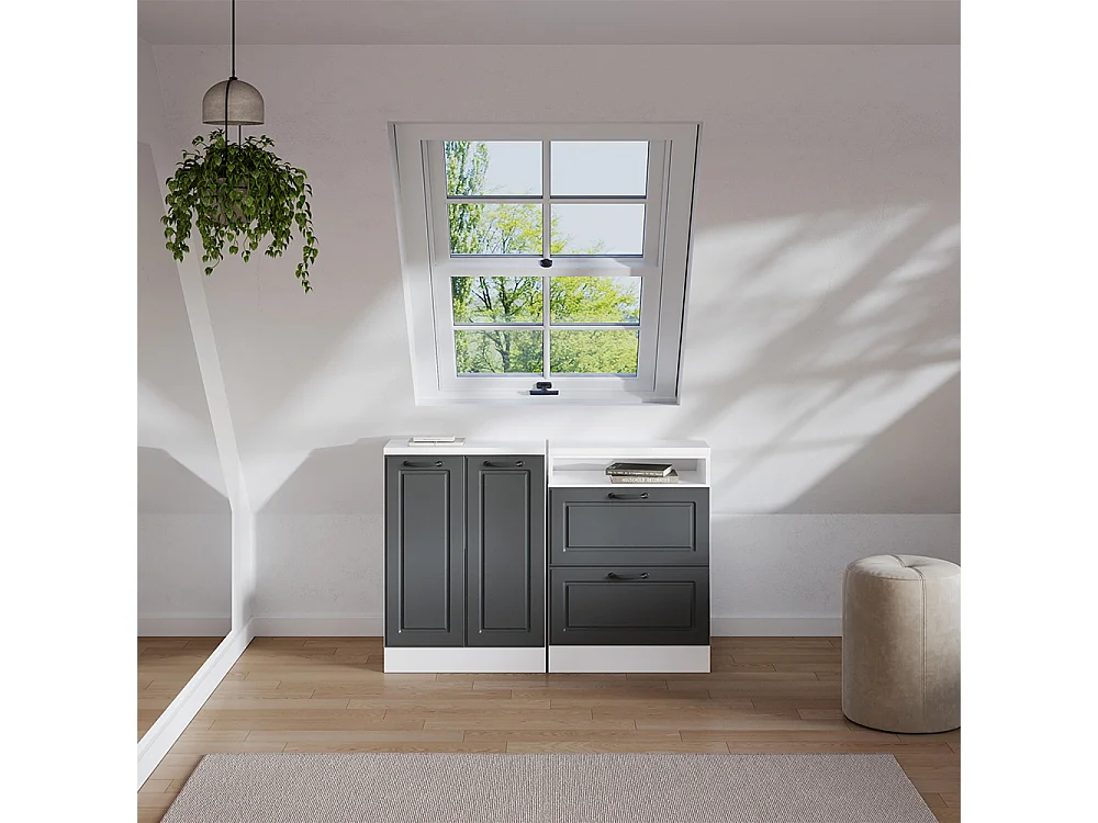 Ensembles de meuble de rangement sous pente anthracite campagne 120x60x81.6 rion