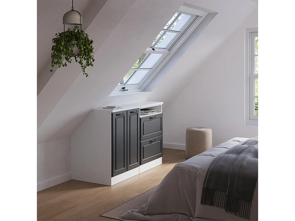 Ensembles de meuble de rangement sous pente anthracite campagne 120x60x81.6 rion