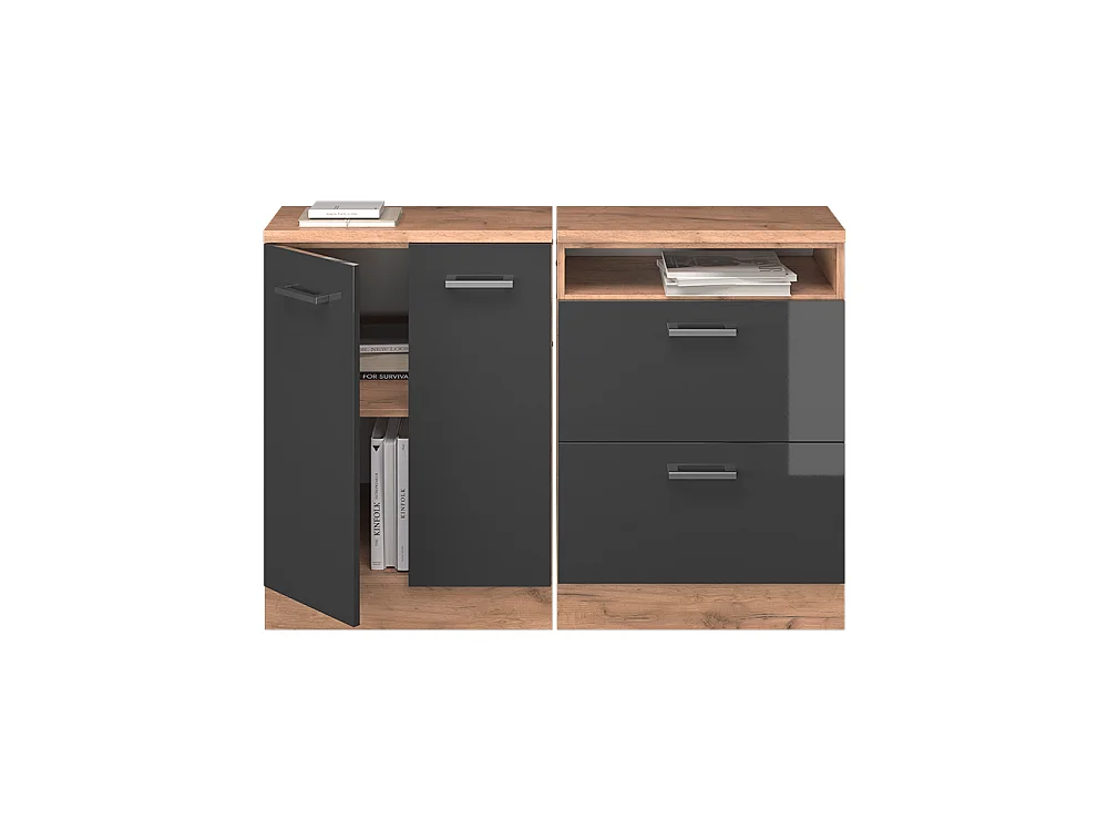 Ensembles de meuble de rangement sous pente anthracite haute brillance 120x60x81.6 rion