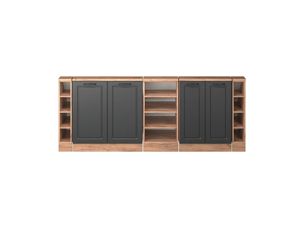 Ensembles de meuble de rangement sous pente anthracite campagne/chêne doré 210x46x81.6 rion