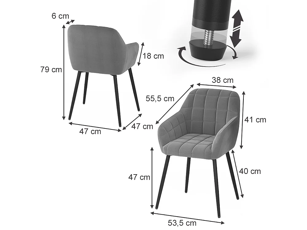 Dining room chair grey 53.5x55.5x79 relio
