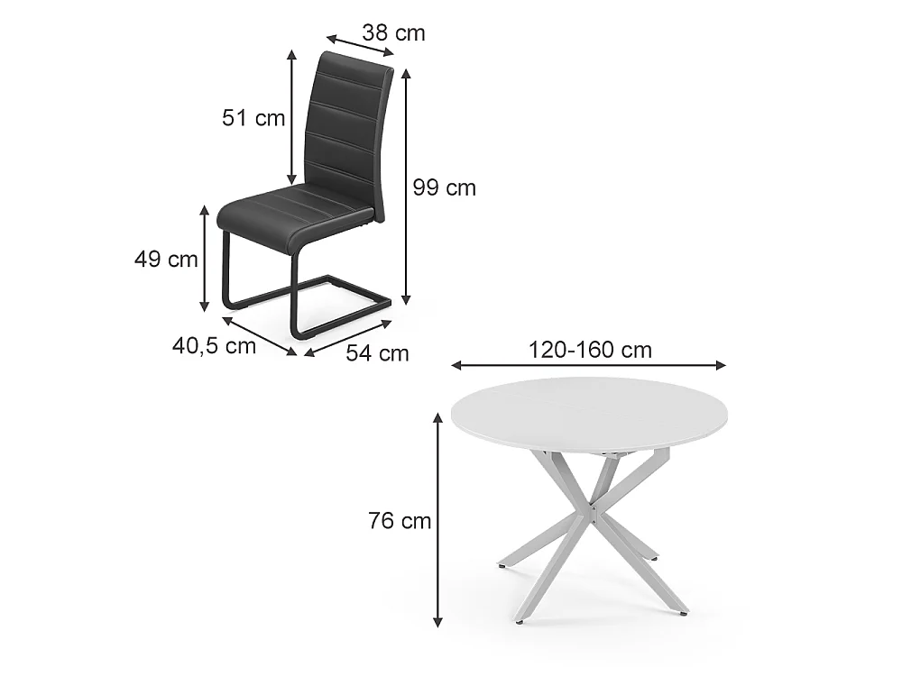 Dining table set white/grey 120x120x76.5 loyd