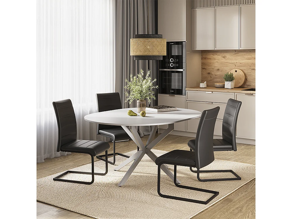 Dining table set white/grey 120x120x76.5 loyd
