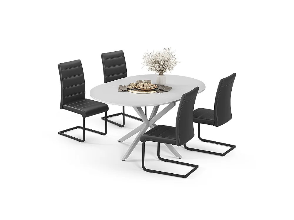 Dining table set white/grey 120x120x76.5 loyd