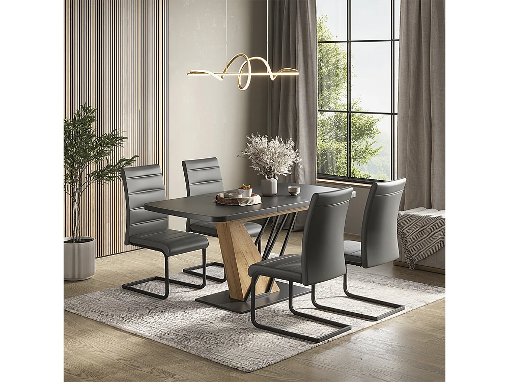 Eettafel set zwart/goudkleurig eiken 120x80x76 fenaro