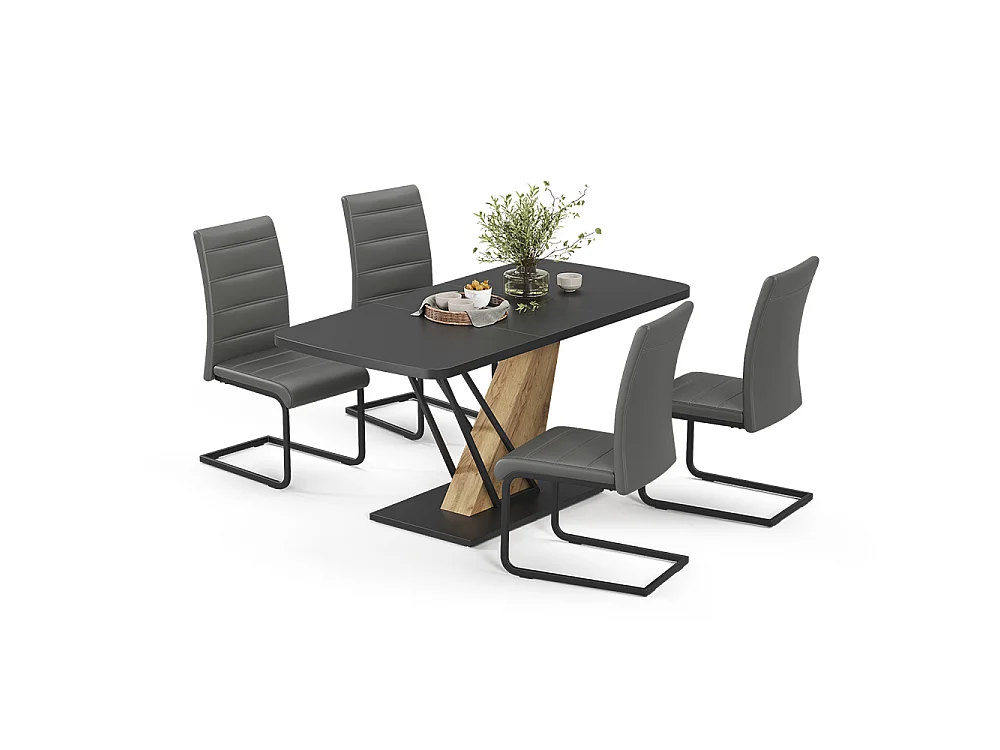 Eettafel set zwart/goudkleurig eiken 120x80x76 fenaro