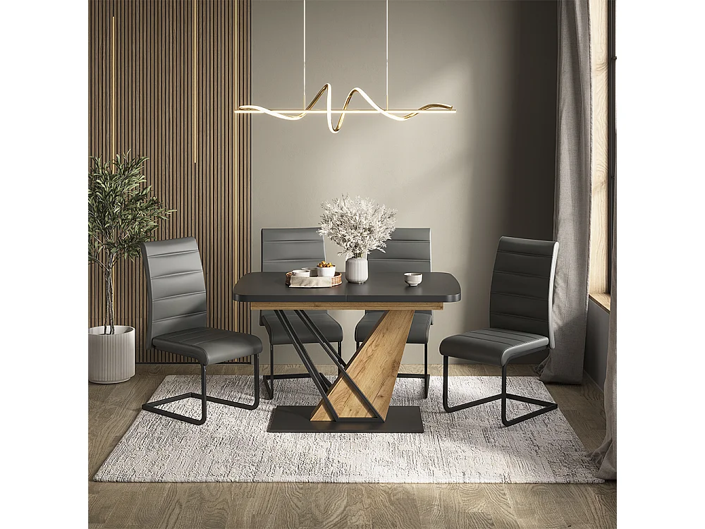 Eettafel set zwart/goudkleurig eiken 120x80x76 fenaro