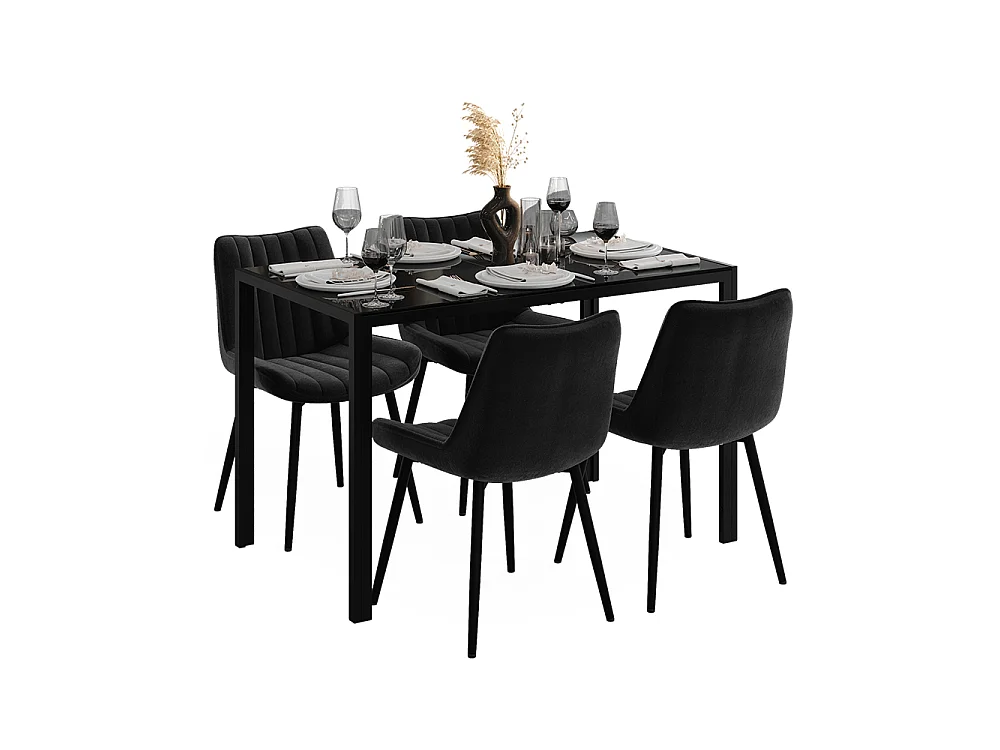 Dining table set black 120x70x74.5 grand
