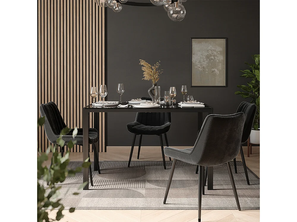 Dining table set black 120x70x74.5 grand
