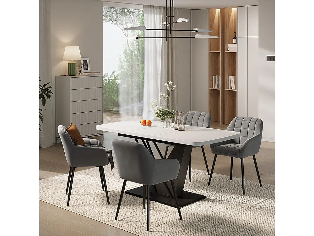 Dining table set white/black 120x80x77.4 fenaro