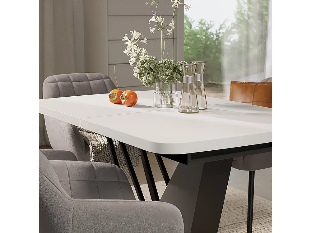 Dining table set white/black 120x80x77.4 fenaro
