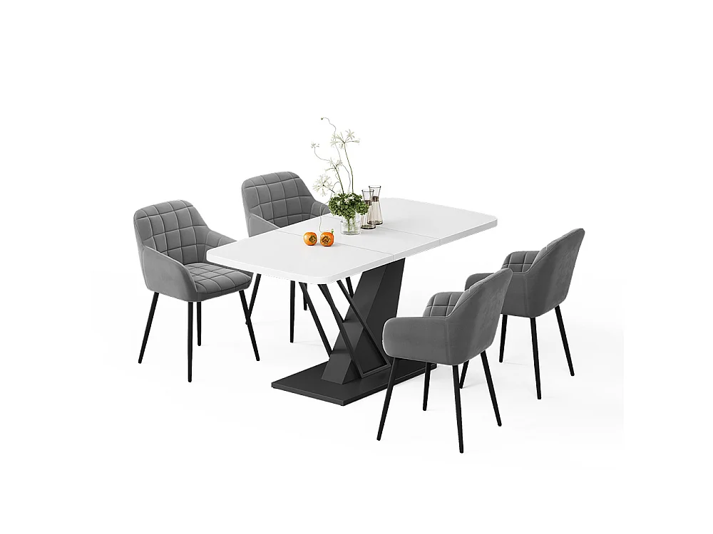 Dining table set white/black 120x80x77.4 fenaro