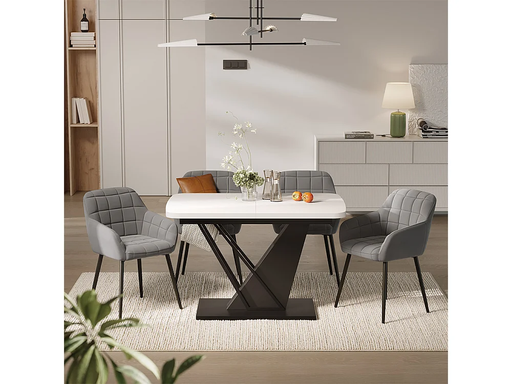 Dining table set white/black 120x80x77.4 fenaro