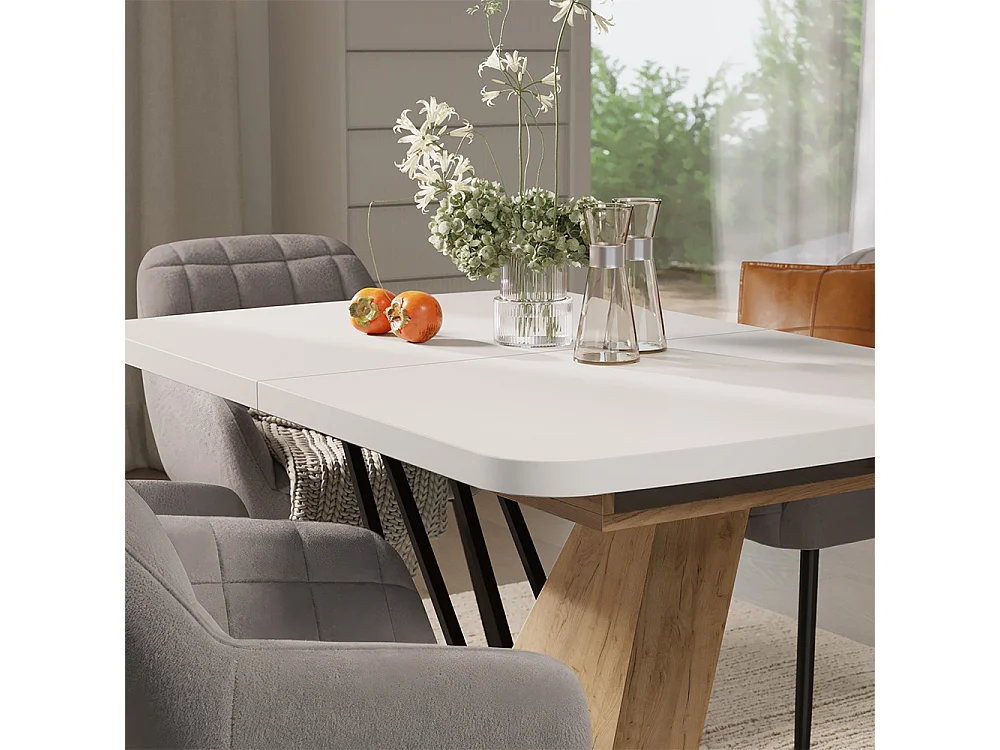 Dining table set white/goldkraft oak 120x80x77.4 fenaro