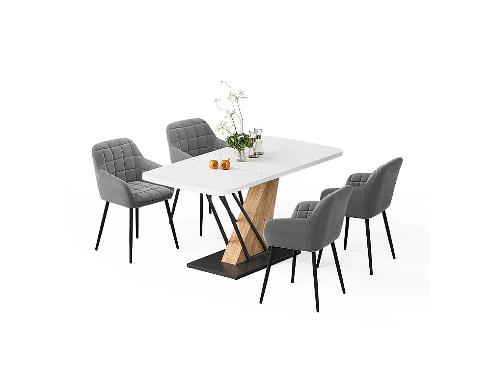 Dining table set white/goldkraft oak 120x80x77.4 fenaro