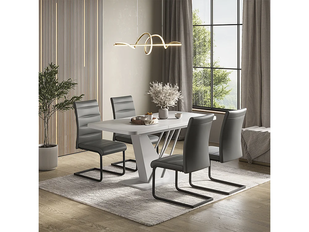 Dining table set white 120x80x76 fenaro