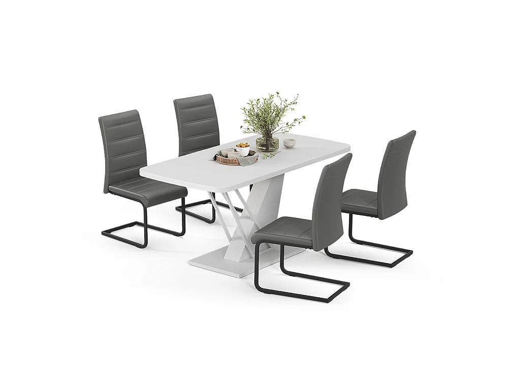 Dining table set white 120x80x76 fenaro