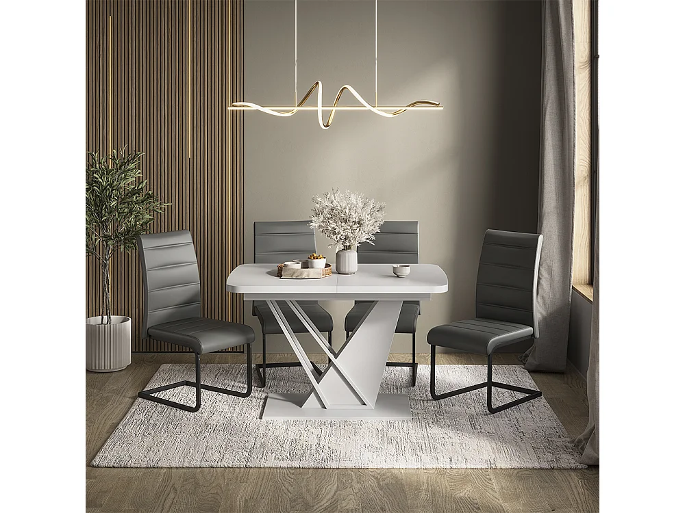 Dining table set white 120x80x76 fenaro