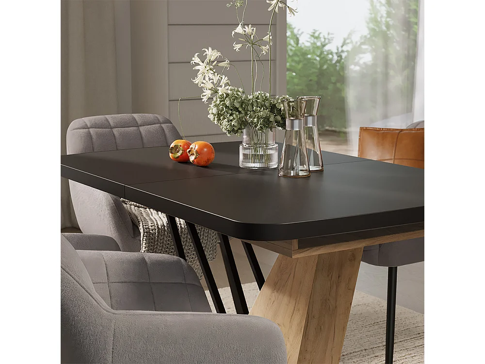 Eettafel set zwart/goudkleurig eiken 120x80x77.4 fenaro