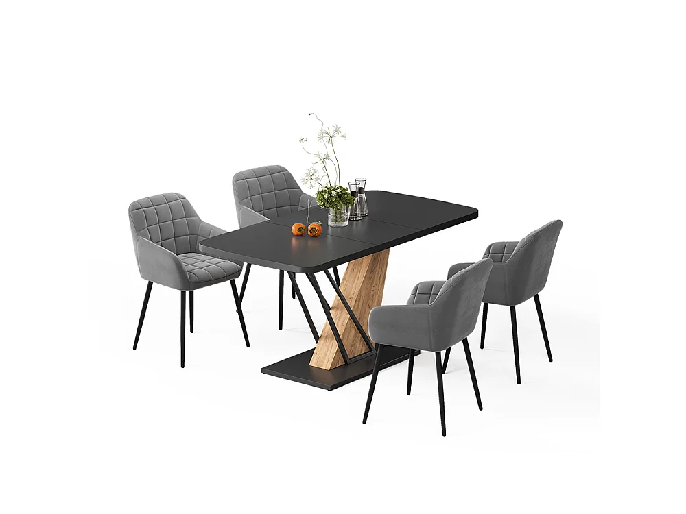 Eettafel set zwart/goudkleurig eiken 120x80x77.4 fenaro
