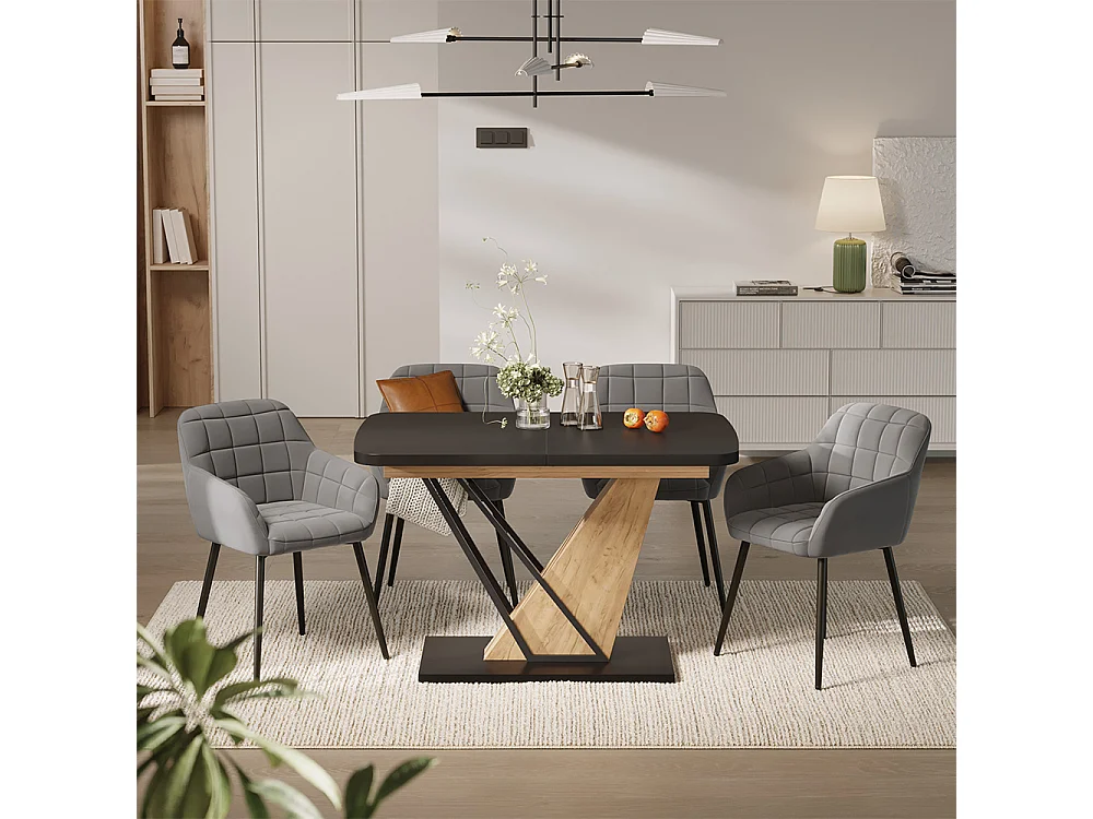 Eettafel set zwart/goudkleurig eiken 120x80x77.4 fenaro