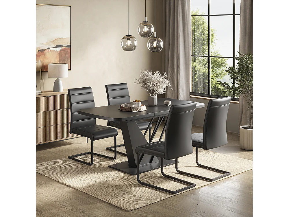 Dining table set black 120x80x76 fenaro