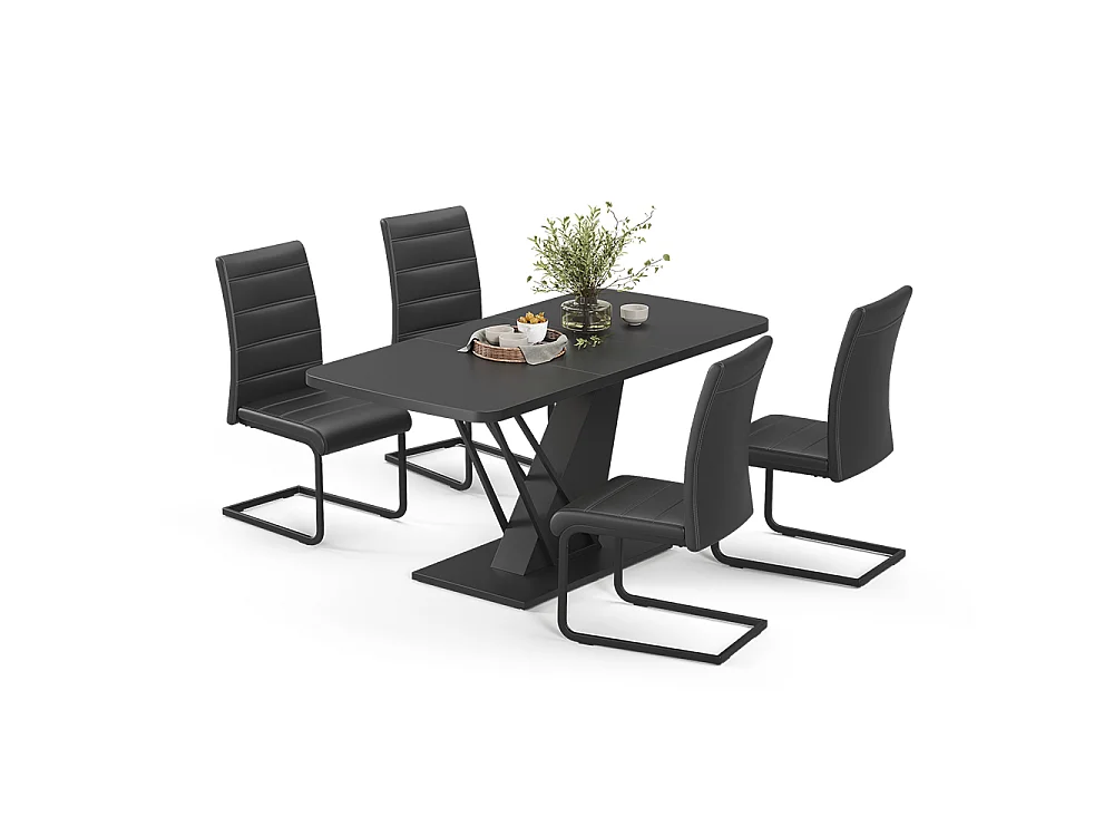 Dining table set black 120x80x76 fenaro