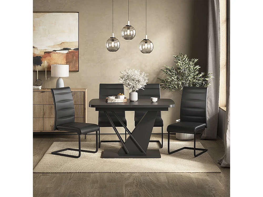 Dining table set black 120x80x76 fenaro