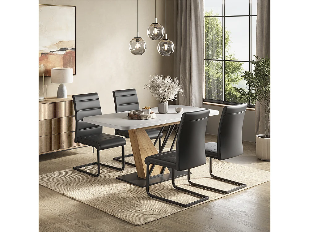 Ensemble de table à manger blanc/chêne de force doré 120x80x76 fenaro