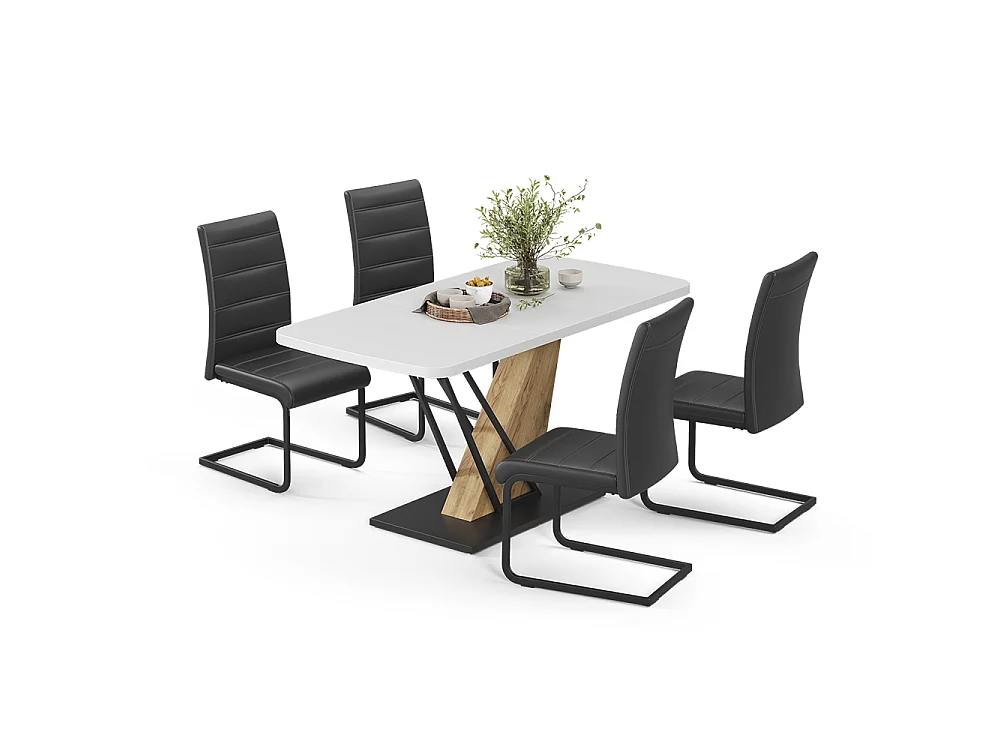 Ensemble de table à manger blanc/chêne de force doré 120x80x76 fenaro