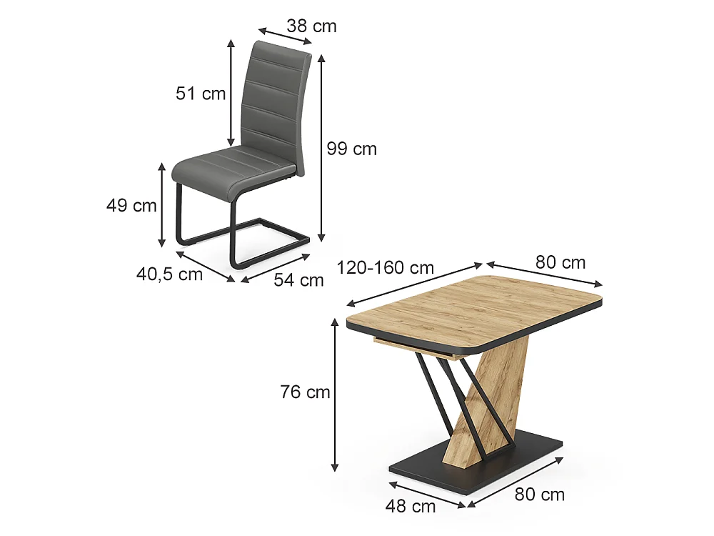 Eettafel set goudkleurig eiken 120x80x76 fenaro