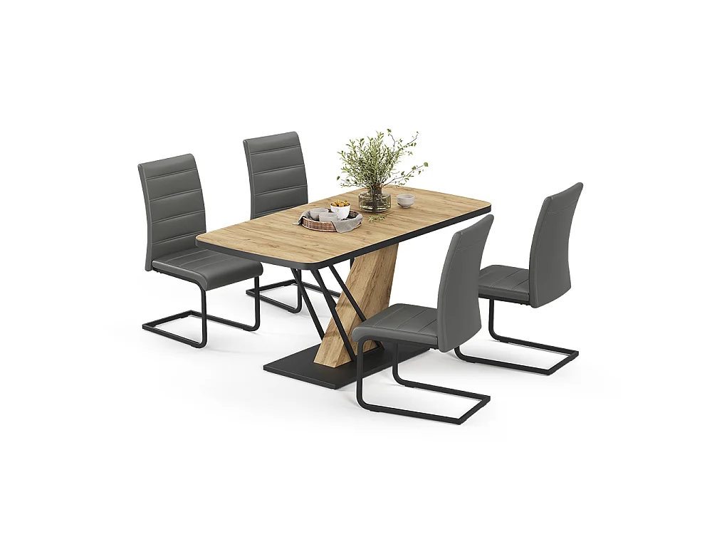 Eettafel set goudkleurig eiken 120x80x76 fenaro