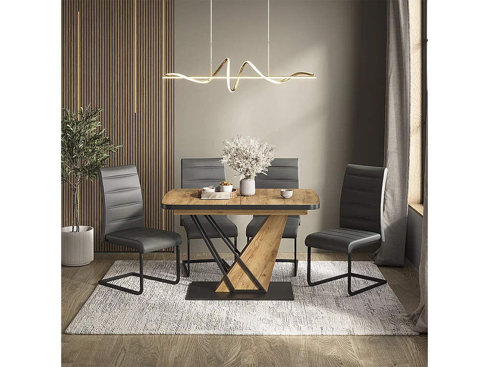 Eettafel set goudkleurig eiken 120x80x76 fenaro