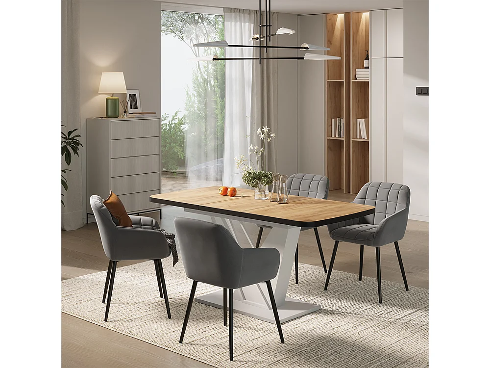 Eettafel set goudkleurig eiken/wit 120x80x77.4 fenaro