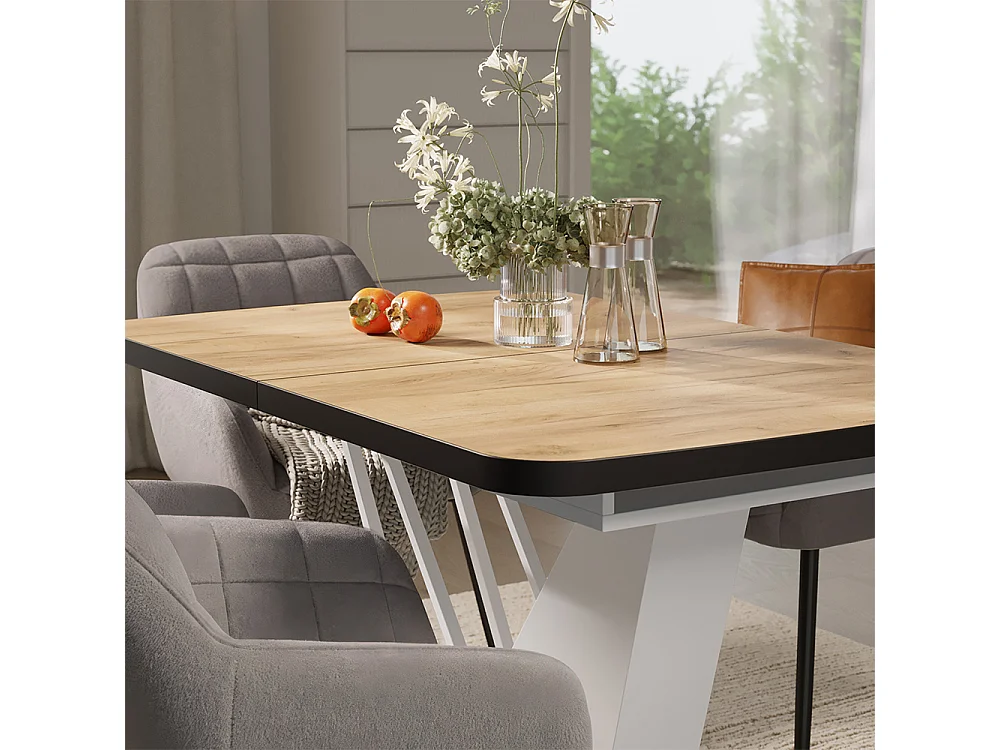 Eettafel set goudkleurig eiken/wit 120x80x77.4 fenaro