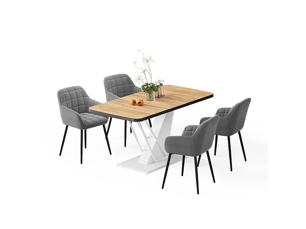Eettafel set goudkleurig eiken/wit 120x80x77.4 fenaro