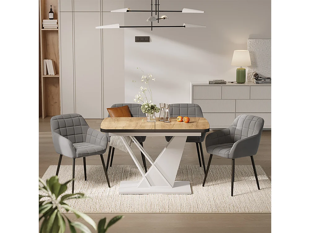 Eettafel set goudkleurig eiken/wit 120x80x77.4 fenaro