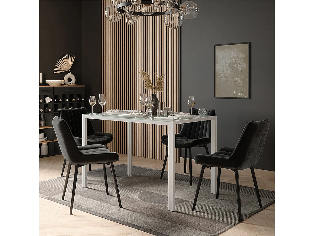 Ensemble de table à manger blanc 120x70x74.5 grand