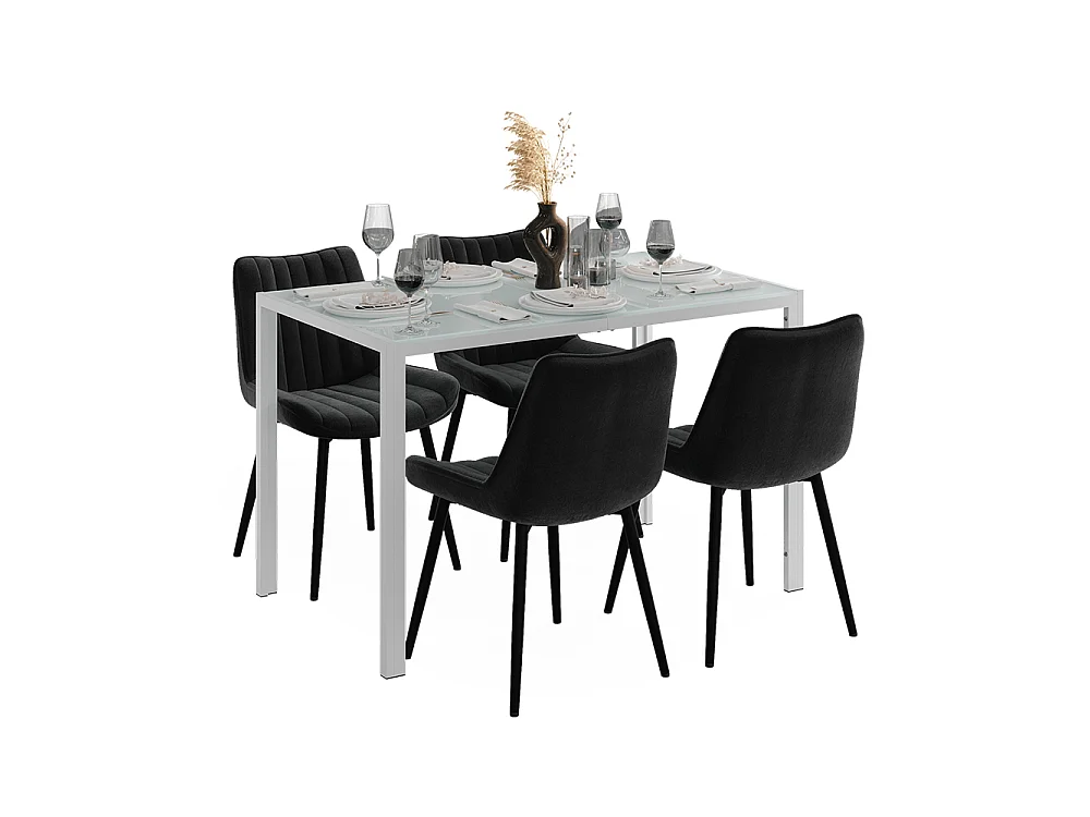 Ensemble de table à manger blanc 120x70x74.5 grand