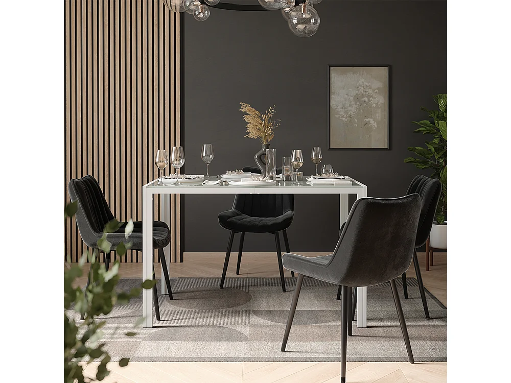 Ensemble de table à manger blanc 120x70x74.5 grand