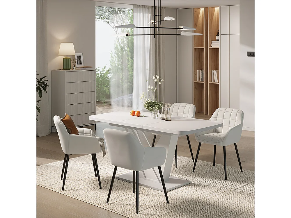 Ensemble de table à manger blanc 120x80x76 fenaro