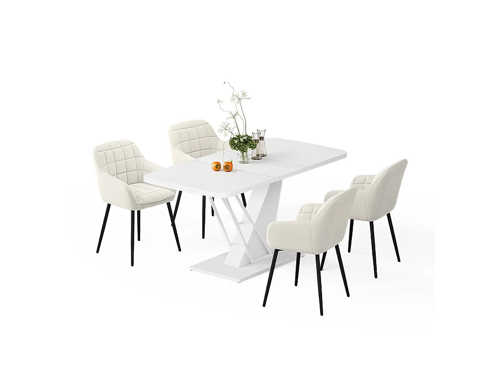 Ensemble de table à manger blanc 120x80x76 fenaro