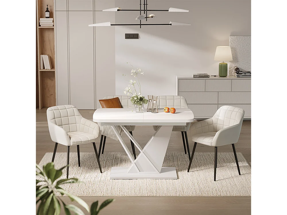 Ensemble de table à manger blanc 120x80x76 fenaro