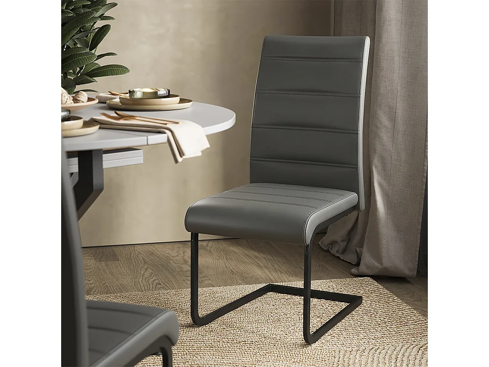 Ensemble de table à manger blanc/noir 120x120x76.5 loyd