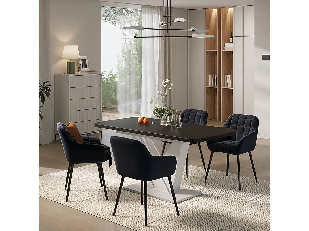 Conjunto de mesa de jantar preto/branco 120x80x77.4 fenaro