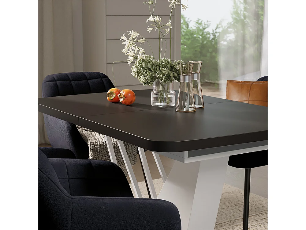 Conjunto de mesa de jantar preto/branco 120x80x77.4 fenaro