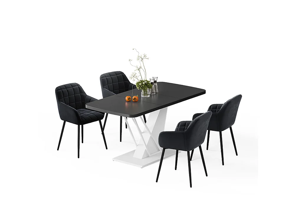 Conjunto de mesa de jantar preto/branco 120x80x77.4 fenaro