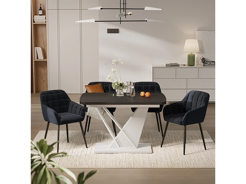 Conjunto de mesa de jantar preto/branco 120x80x77.4 fenaro