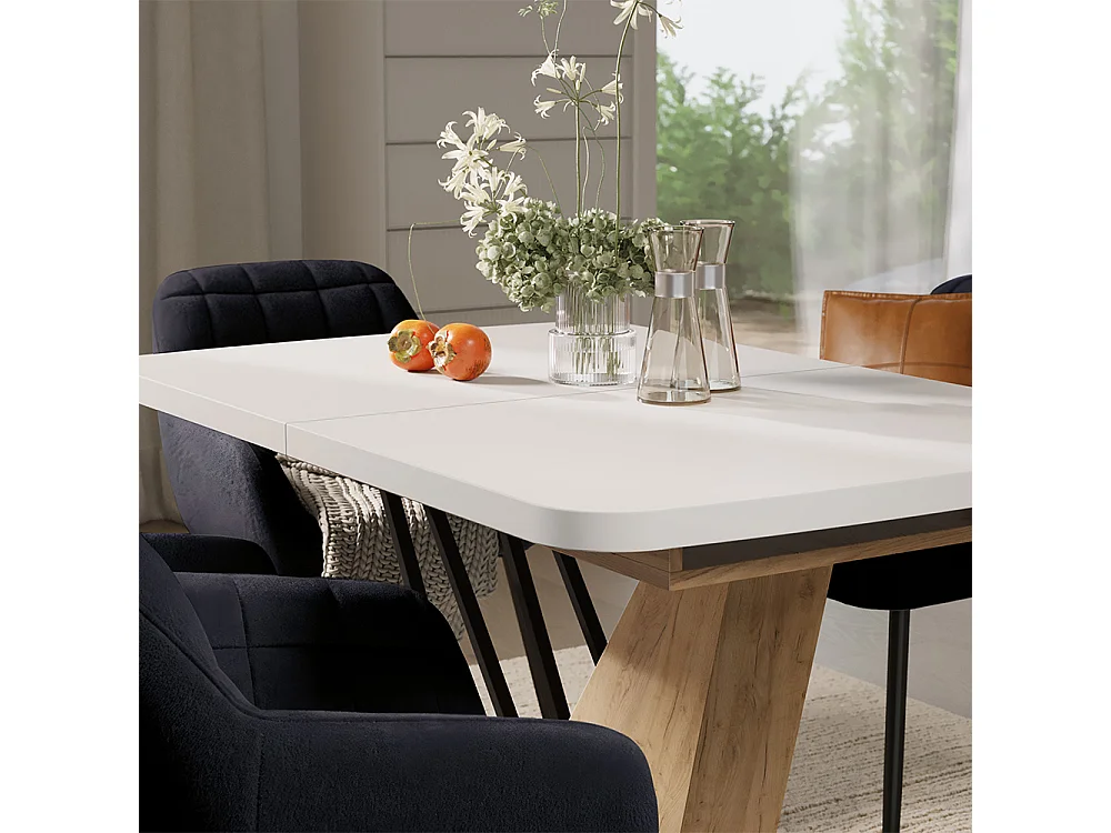 Dining table set white/goldkraft oak 120x80x77.4 fenaro