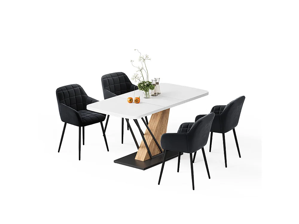 Dining table set white/goldkraft oak 120x80x77.4 fenaro